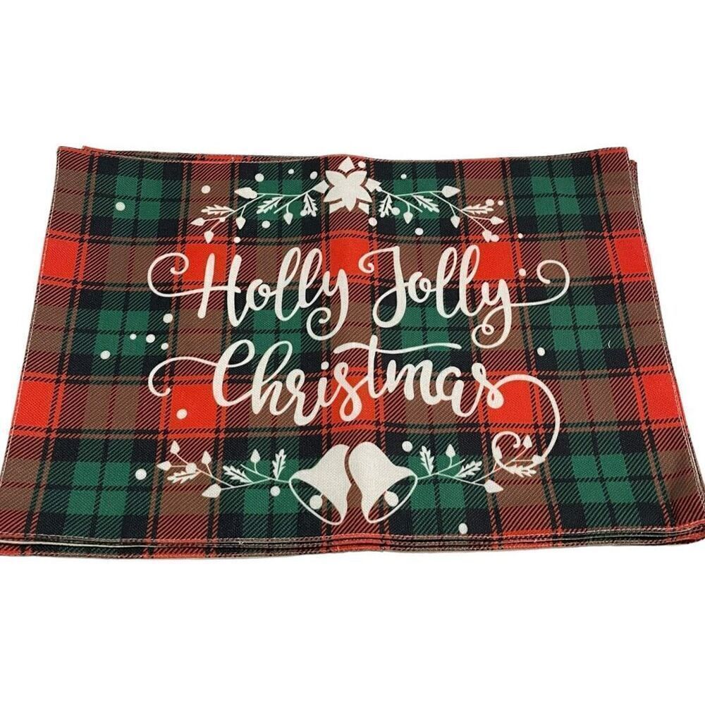 Unbranded‎ Red & Green Plaid Christmas Placemats - 6 Count